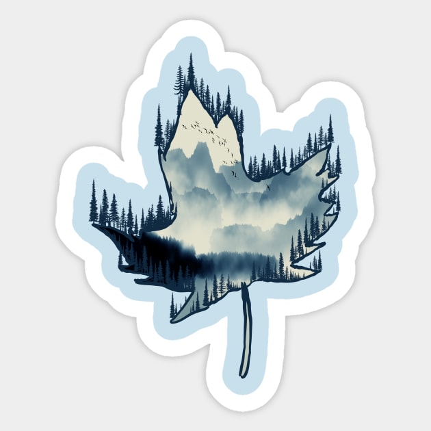 Mountains Maple (small and back) Sticker by Bongonation